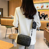 Stylish Girl's Crossbody Bag - 2 Pcs Black Embroidered PU Leather, C-AR-5 Black